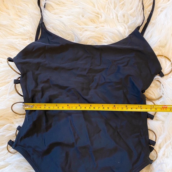 Nasty Gal Black One Piece W/ Gold Metal Hoops / S - Picture 4 of 10